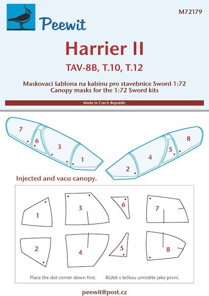 Harrier II TAV8B, Harrier T.10/T.12 Canopy masking (Sword)  M72179