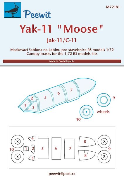 Yakovlev Yak11 Canopy and wheel masking (RS Models)  M72181