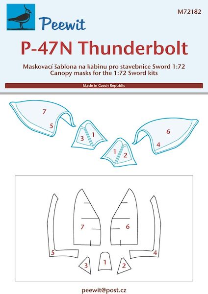 Republic P47N Thunderbolt  Canopy masking (Sword)  M72182