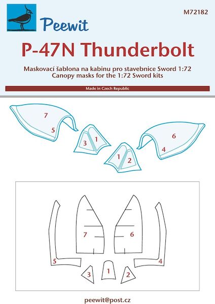 Republic P47N Thunderbolt Canopy masking (Sword) M72182