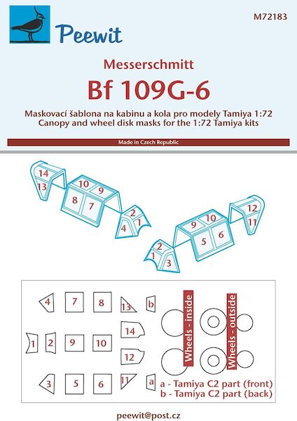 Messerschmitt BF109G-6 Canopy and wheel  masking (Tamiya)  M72183