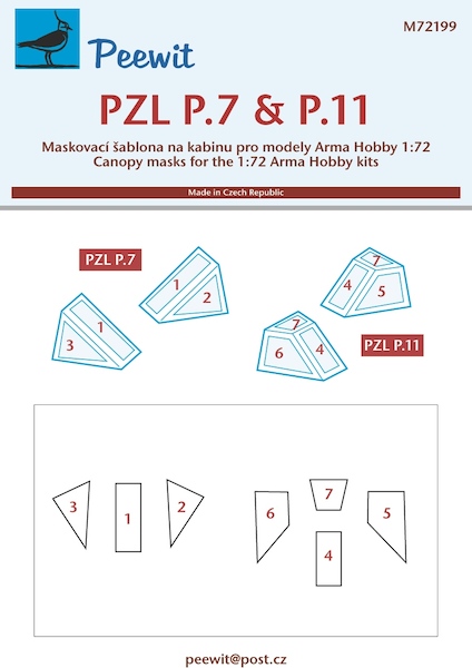 PZL P7 and P11 Canopy masking (Arma Hobby) M72199