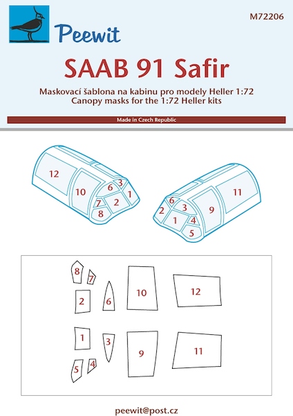 Saab 91 Safir Canopy masking (Heller) M72206