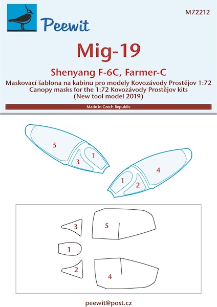 Mikoyan MiG19 / Shenyang F6C "Farmer C" Canopy masking (Valom)  M72212