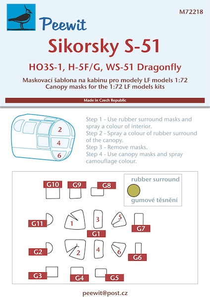 Sikorsky S51, HO3S-1, H5F/G WS51 Dragonfly Canopy Mask (LF Models) M72218