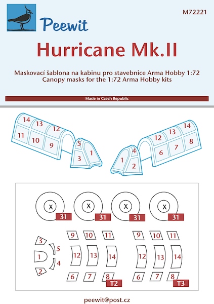 Hawker Hurricane MKII Canopy and Wheel Mask (Arma Hobby)  M72221