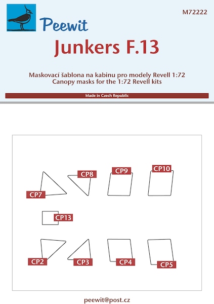 Junkers F13 Canopy and cabin Mask (Revell) M72222