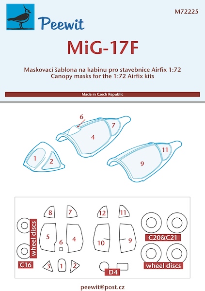 Mikoyan MiG17GF Fresco Canopy & Wheel Mask (Airfix)  M72225