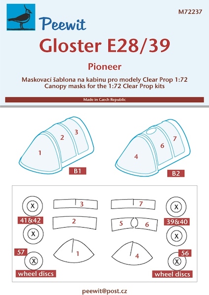 Gloster E28/39 Pioneer Canopy and Wheel mask (Clearprop)  M72237