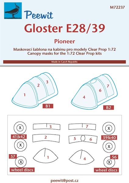 Gloster E28/39 Pioneer Canopy and Wheel mask (Clearprop) M72237