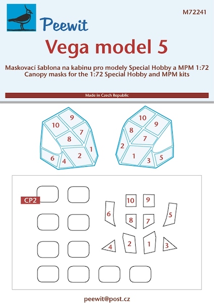 Lockheed Vega Model 5 Canopy and Cabin Window mask (Special Hobby) M72241