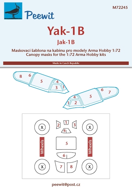 Yakovlev Yak1b Canopy mask (Arma Hobby)  M72245