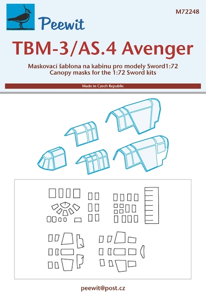 Grumman TBM3S/AS4 Avenger Canopy mask (Sword) M72248