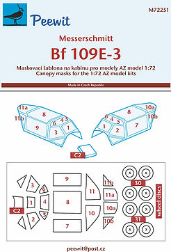 Messerchmitt BF109E-3 Canopy and wheel mask (AZ Kits)  M72251