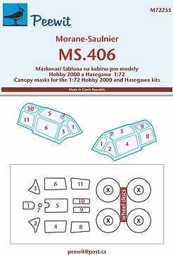 Morane Saulnier MS406 Canopy and wheel mask (Hasegawa, Hobby 2000)  M72255