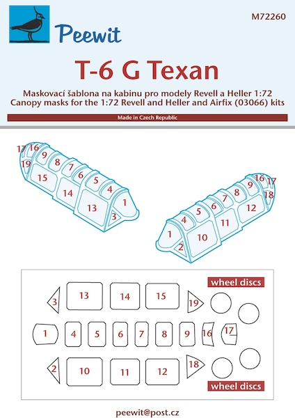 T6G Texan Canopy and wheel mask (Revell, Heller, Airfix, Encore) M72260