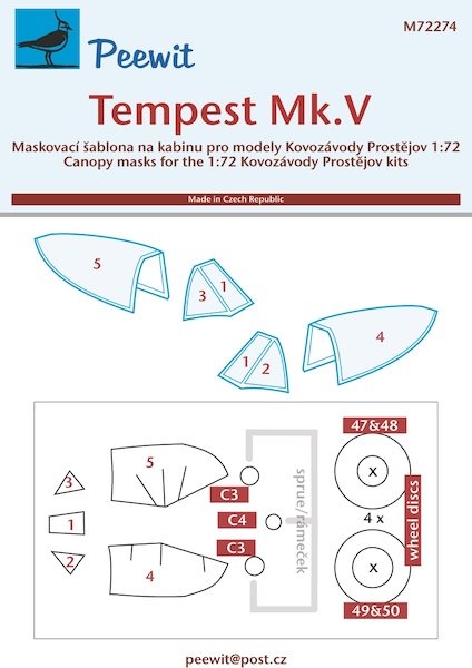 Hawker Tempest Canopy and wheel mask  (KP Models)  M72274