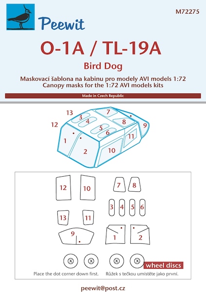 Cessna O1A/TL19A Bird Dog  Canopy and wheel mask  (AVI Models, LF Models)  M72275