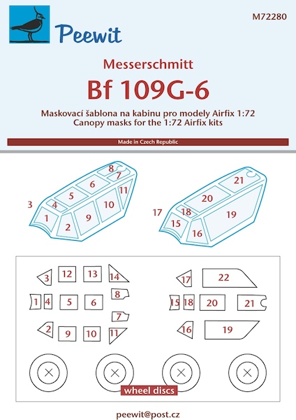 Messerschmitt BF109G-6 Canopy and wheel mask (Airfix) Also Erla Haube M72280