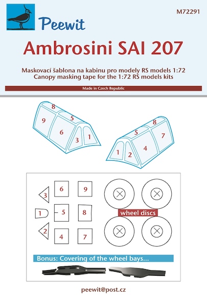 Ambrosini SAI 207 Canopy and wheel mask (RS Models)  M72291