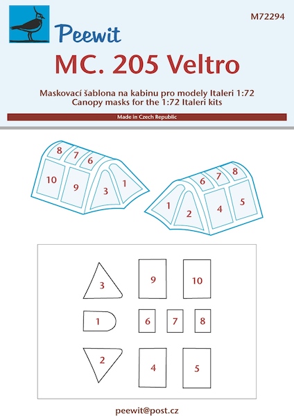 Macchi MC205 Veltro Canopy mask (Italeri) M72294