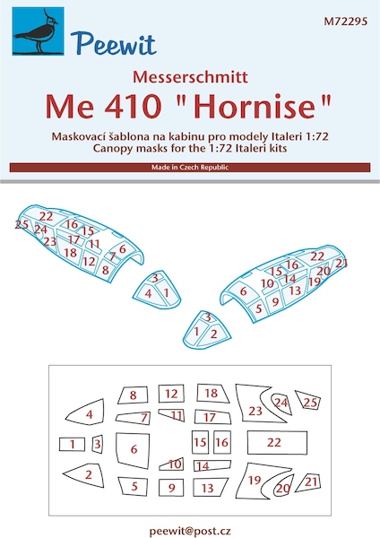 Messerschmitt Me410 Hornisse Canopy mask (Italeri) M72295