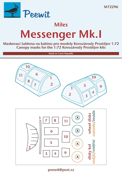 Miles Messenger MKI Canopy and wheel mask (KP Models) M72296