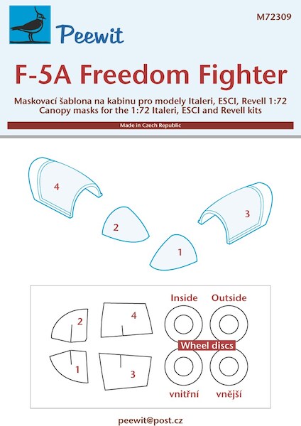 F5A Freedom Fighter Canopy and wheel masks (Italeri, ESCI, Revell) BACK IN STOCK M72309