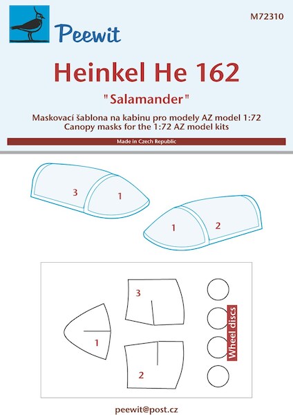 Heinkel He162 'Salamander'Canopy and wheel masks (AZ single seater kits) M72310