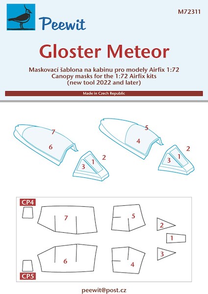 Gloster Meteor F MK8 Canopy masks Both Early ands late (Airfix) M72311