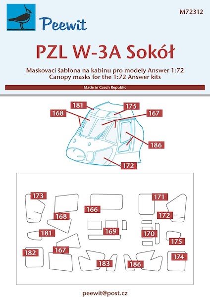 Sokol W3A Sokol Canopy and cabin windo masks (Answer Models) M72312