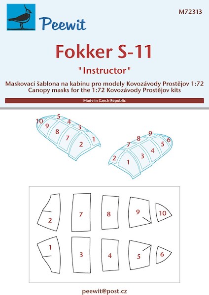 Fokker S11 Canopy masks (KP and will fit also on CMR kits) BACK IN STOCK M72313