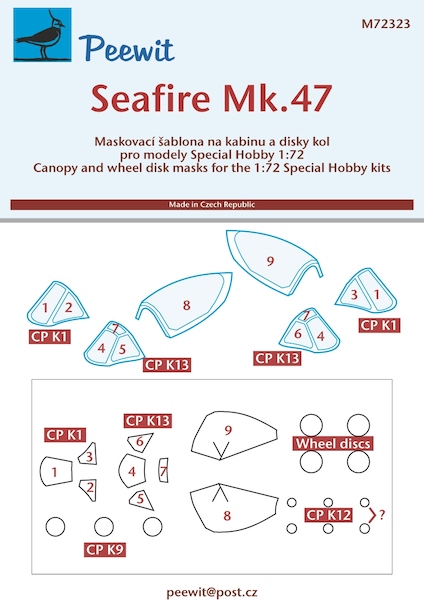 Supermarine Seafire MK F47 Canopy and wheel masks  (Special Hobby)  M72323