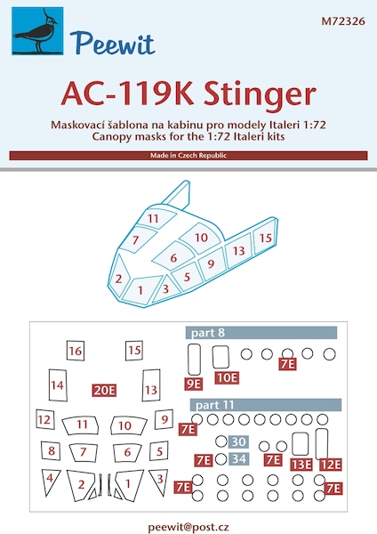 Fairchild AC119K Stinger Canopy mask (Italeri) M72326