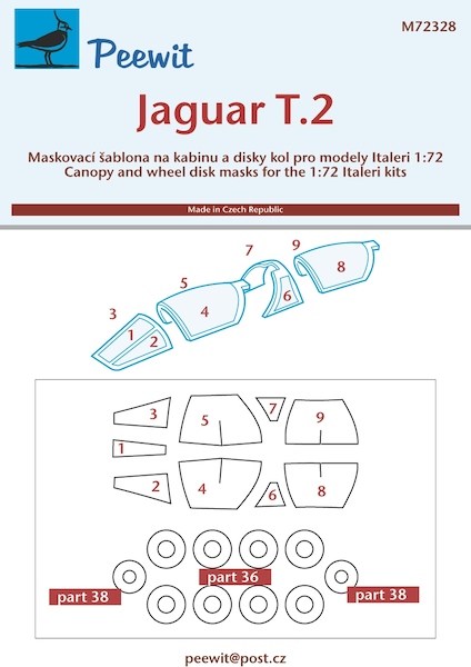 Jaguar T.2 Canopy and wheel disk mask (Italeri)  M72328