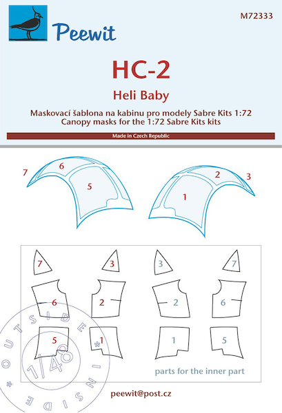 HC2 Heli Baby Canopy mask (AZ Models, Sabre Models)  M72333