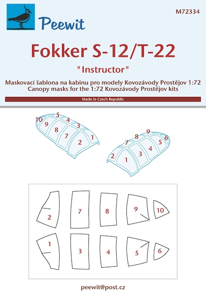 Fokker S11/T22 Instructor Canopy mask (AZ Models)  M72334