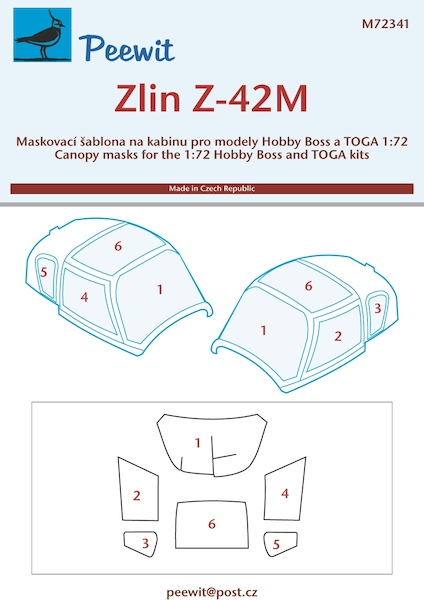 Zlin Z42M Canopy mask (Hobby Boss, TOGA Models) M72341