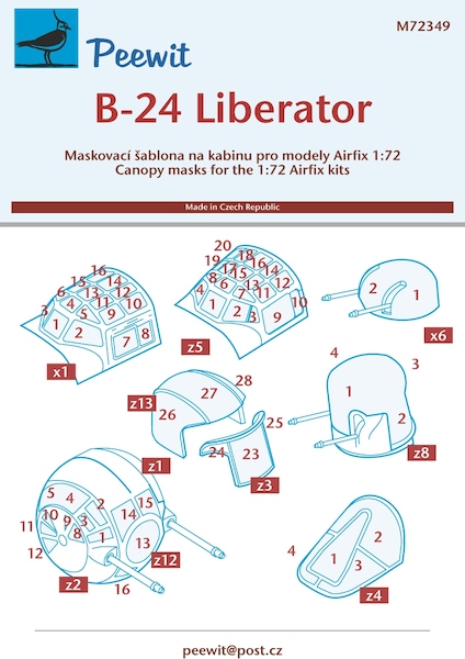 Consolidated B24H Liberator Canopy and turret Mask (Airfix) M72349