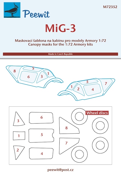 Mikoyan MiG3 Canopy and wheels Mask (Armory) M72352