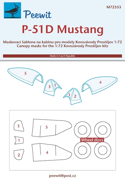 P51D Mustang Canopy and wheels Mask (KP Models) M72353