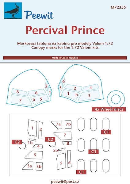 Percival Prince Canopy and windows, wheel Mask  (Valom)  M72355