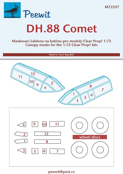De Havilland DH88 Comet Canopy and  wheel Mask  (Clear Props)  M72357