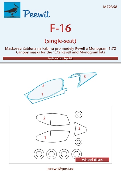 F16 Single seat Canopy and  wheel Mask  (Revell)  M72358