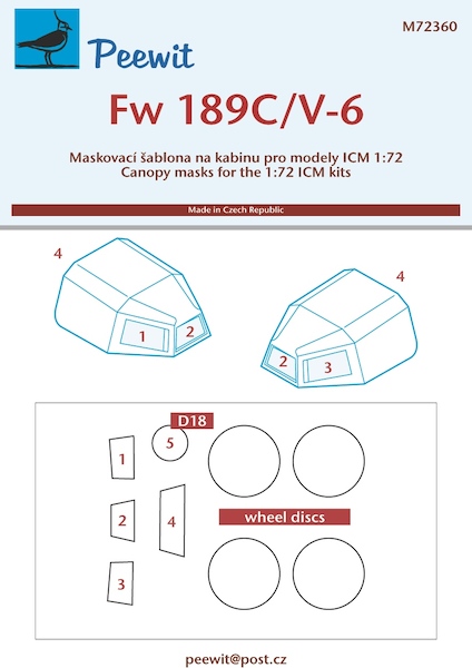 Focke Wulf FW189C/V6 Canopy and wheel Mask (ICM) M72360