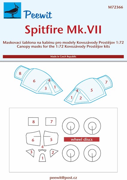 Supermarine Spitfire MkVII Canopy and wheel Mask (AZ/KP) M72366