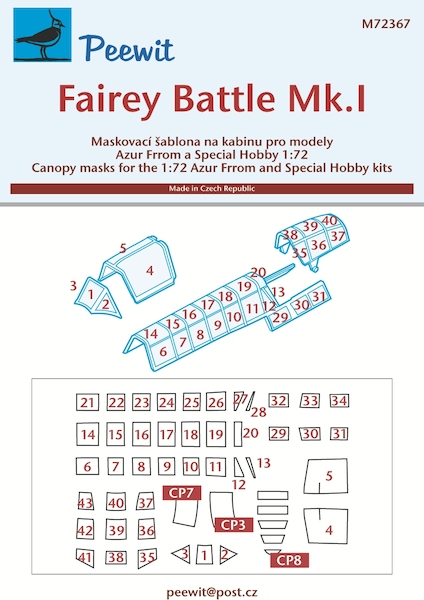 Fairey Battle MKI Canopy Mask (Azur-Fromm and Special Hobby) M72367