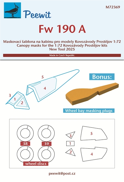 Focke Wulf FW190A Canopy, wheel and wheelwell Mask  (KP New Tool)  M72369