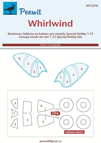 Westland Whirlwind Fighter Canopy and wheel Mask (Special hobby) M72370