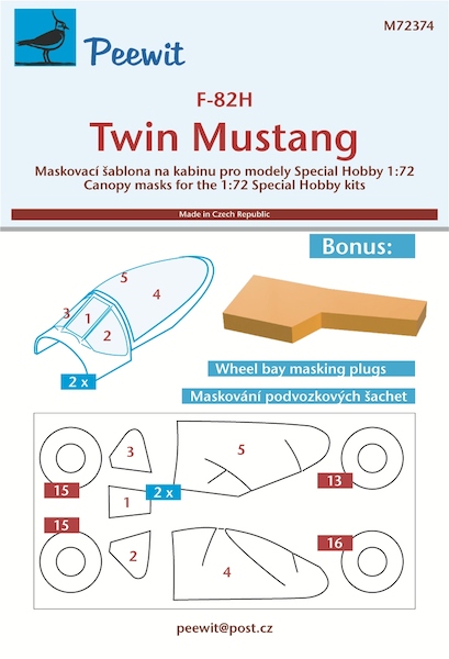 North American F82H Twin Mustang Canopy, Wheel and wheelwell Mask (Special Hobby) M72374